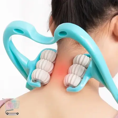 Ручний мультироликовий масажер для шиї та тіла Neck Stretcher з обертовими 360° рельєфними роликами, фото 1