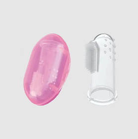 Дитяча щітка у футлярі для ясен та перших молочних зубів новонароджених малюків Рожева Lindo