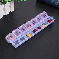 Органайзер для таблеток на 7 днів (2 прийоми на день), 14 комірок, контейнер - таблетница для ліків