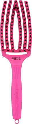 Щітка масажна Olivia Garden Finger Brush Boar&Nylon Think Pink Neon Pink, фото 1