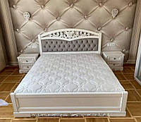 Двуспальная кровать Артемида белая с каретной стяжкой