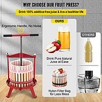 Ручний прес для соку VEVOR 18 л дерев'яний прес для фруктів Прес для вина Прес для пюре Прес для фруктів