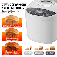 VEVOR Електрична хлібопічка Хлібопічка 650 Вт 3 варіанти місткості 0,5, 0,7 або 0,9 кг, також для тортів -