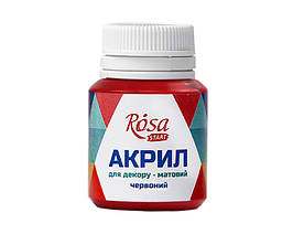 Акрил для декору, Червоний, матовий, 20 мл, ROSA START