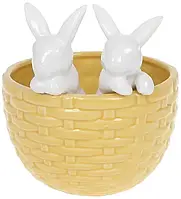 Кашпо декоративне Кролики в кошику, 15см, Bonadi