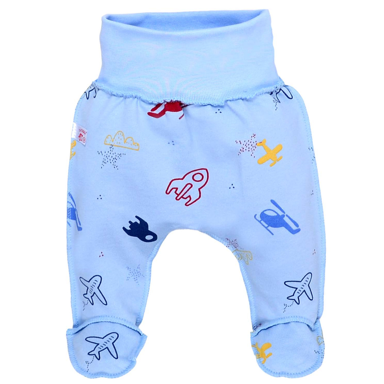 Повзунки-штанці для новонароджених шви назовні футер Літачок Татошка розмір 50 (з народження) Блакитний