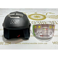 Шлем МТ 858 открытый ЧЕРНЫЙ МАТОВЫЙ белое стекло + встроенные очки MotoTech ( size: S-M )
