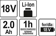 Акумулятор LI-ION 18V 2Ah YATO YT-82842, фото 4