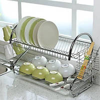 Сушилка для посуды двухуровневая стойка для хранения посуды органайзер для сушки столовых приборов HVE