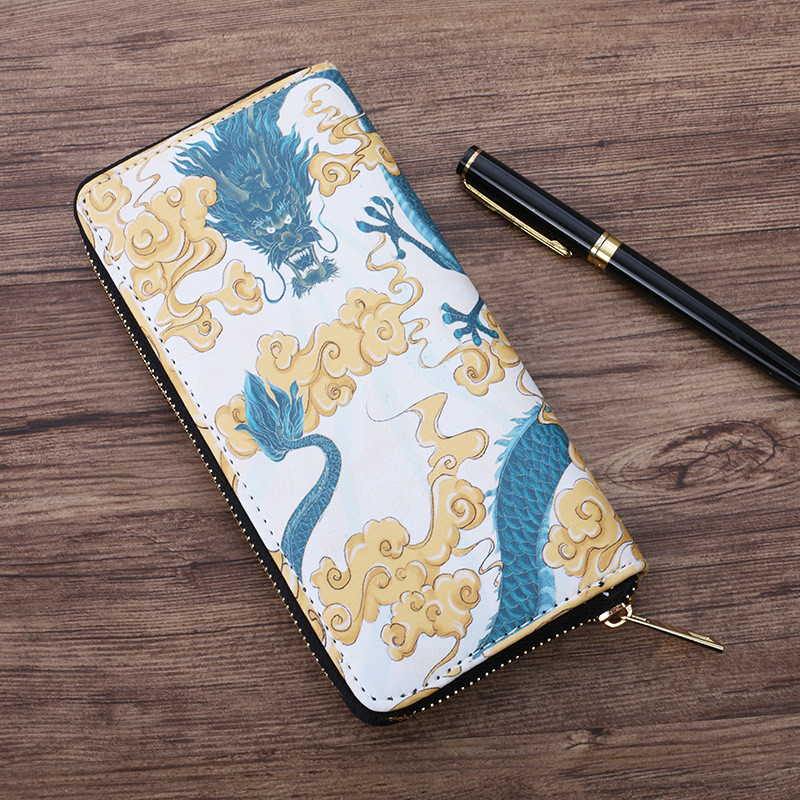 Довгий гаманець клатч на змійці з принтом китайського дракона (символ року) 19х9х2.5см, фото 1