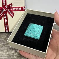 Крупная пирамида из натурального камня Бирюза для медитации целительства духовных практик В коробочке