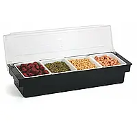 Лоток для подачі закусок, ящик для зберігання продуктів з кришкою чорний + білий (50*15*10 см)