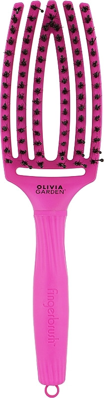Щітка масажна Olivia Garden Finger Brush Boar&Nylon Think Pink Neon Purple
