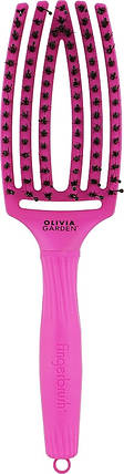 Щітка масажна Olivia Garden Finger Brush Boar&Nylon Think Pink Neon Purple, фото 1
