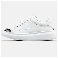 Женские кроссовки Alexander McQueen White Metal белые кожаные кроссовки александр макуин металлическая вставка