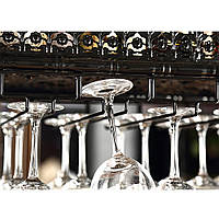 Ретро металевий стельовий підвісний тримач для келихів регульована висота 120 x 35 см вміщує 48 чашок келихів