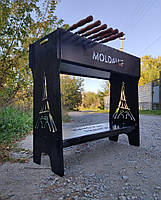 Мангал розбірний високий на 12 шампурів із підставкою для дров та індивідуальним гравіюванням, фото 6