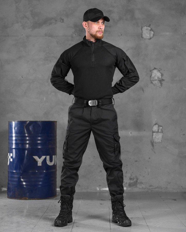 Черный тактический костюм Squad с бейсболкой, водоотталкивающий военный костюм рип-стоп весна-осень L - фото 5 - id-p2108813823