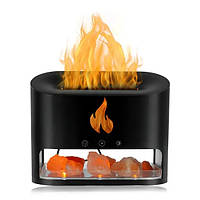 Увлажнитель воздуха с солью, Docsal Flame 3в1 аромадиффузор и ночник RGB с эффектом пламени Черный