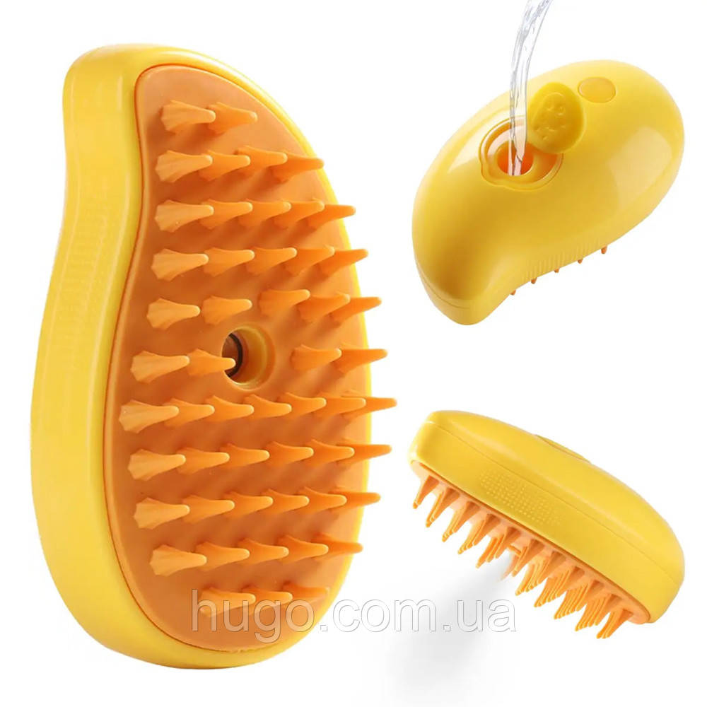 Гребінець для вичісування шерсті тварин з парою AD-2220, Жовта / Щітка від шерсті / Щітка для котів, фото 1