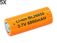 5 Штук Аккумулятор RAKIETA 26650 6800 mAh Li-ion 3.7V с защитой аккумуляторная батарейка батарея Польша!