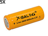 5 Штук Аккумулятор X-BALOG 26650 8800 mAh Li-ion 4.2V с защитой аккумуляторная батарейка батарея Польша!