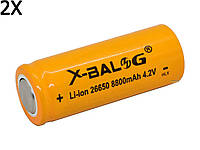 2 Штуки Аккумулятор X-BALOG 26650 8800 mAh Li-ion 4.2V с защитой аккумуляторная батарейка батарея Польша!