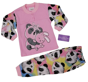 Піжама для дівчинки Панда на зріст 86,104,110 см Рожева (1333)