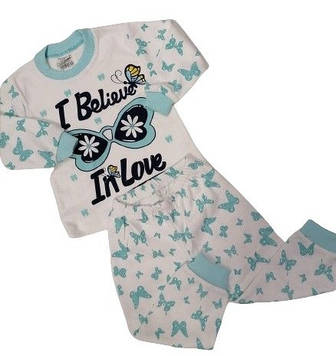 Піжама для дівчинки Supermini на зріст 74,86 см Голуба з білим (1228)