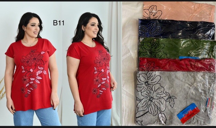 Туніка жіноча бавовна розмір батал 5XL-8XL (52-60) Мікс колір (від 5 шт.)