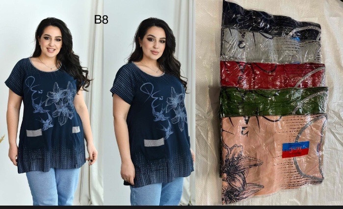 Туніка жіноча бавовна розмір батал 5XL-8XL (52-60) Мікс колір (від 5 шт.)