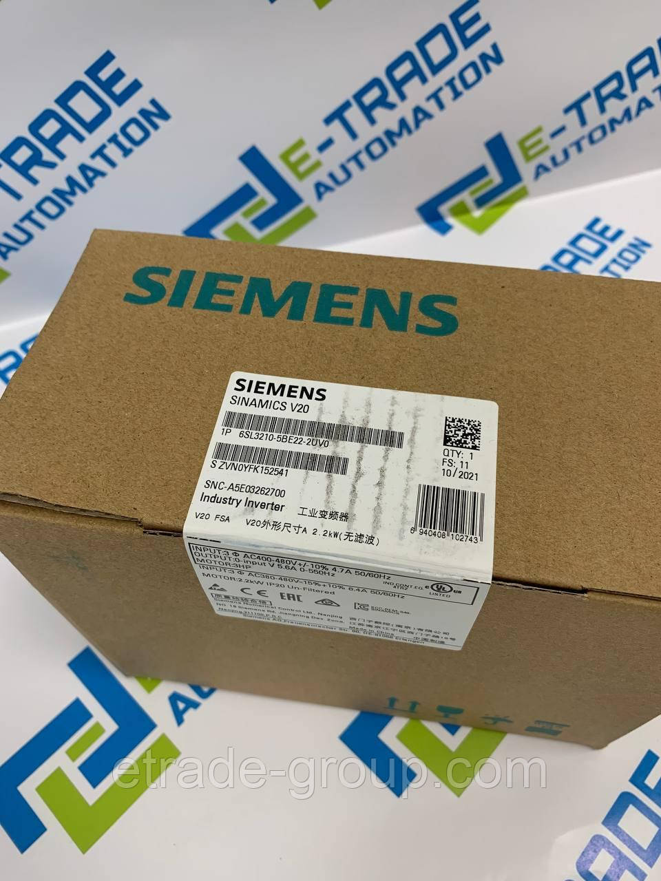 Частотний перетворювач SINAMICS SIEMENS 6SL3210-5BE22-2UV0 (6SL32105BE222UV0), фото 1