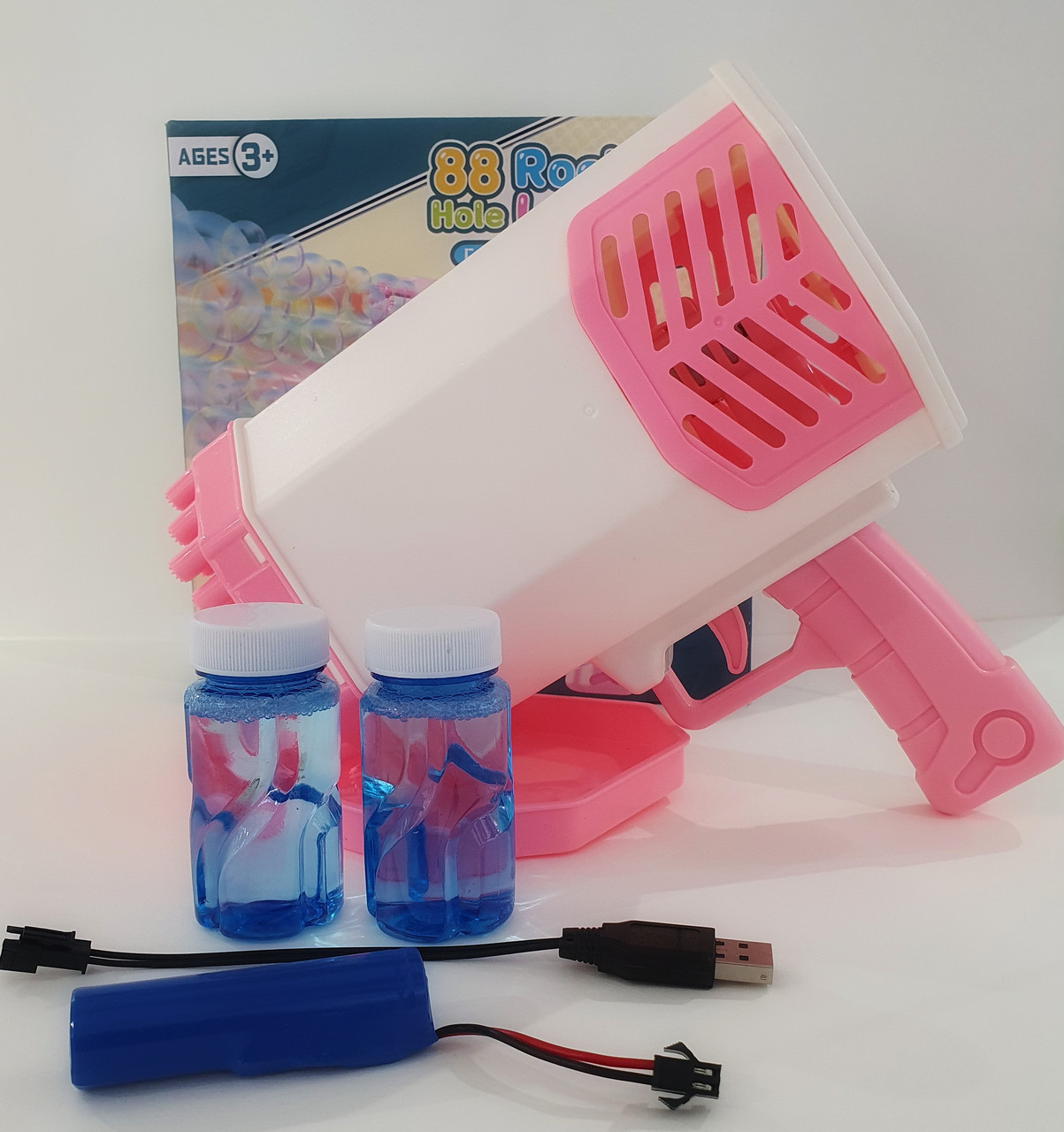 Пістолет мильних бульбашок Bubble Rocket hole launcher рожевий 88 отворів, фото 1