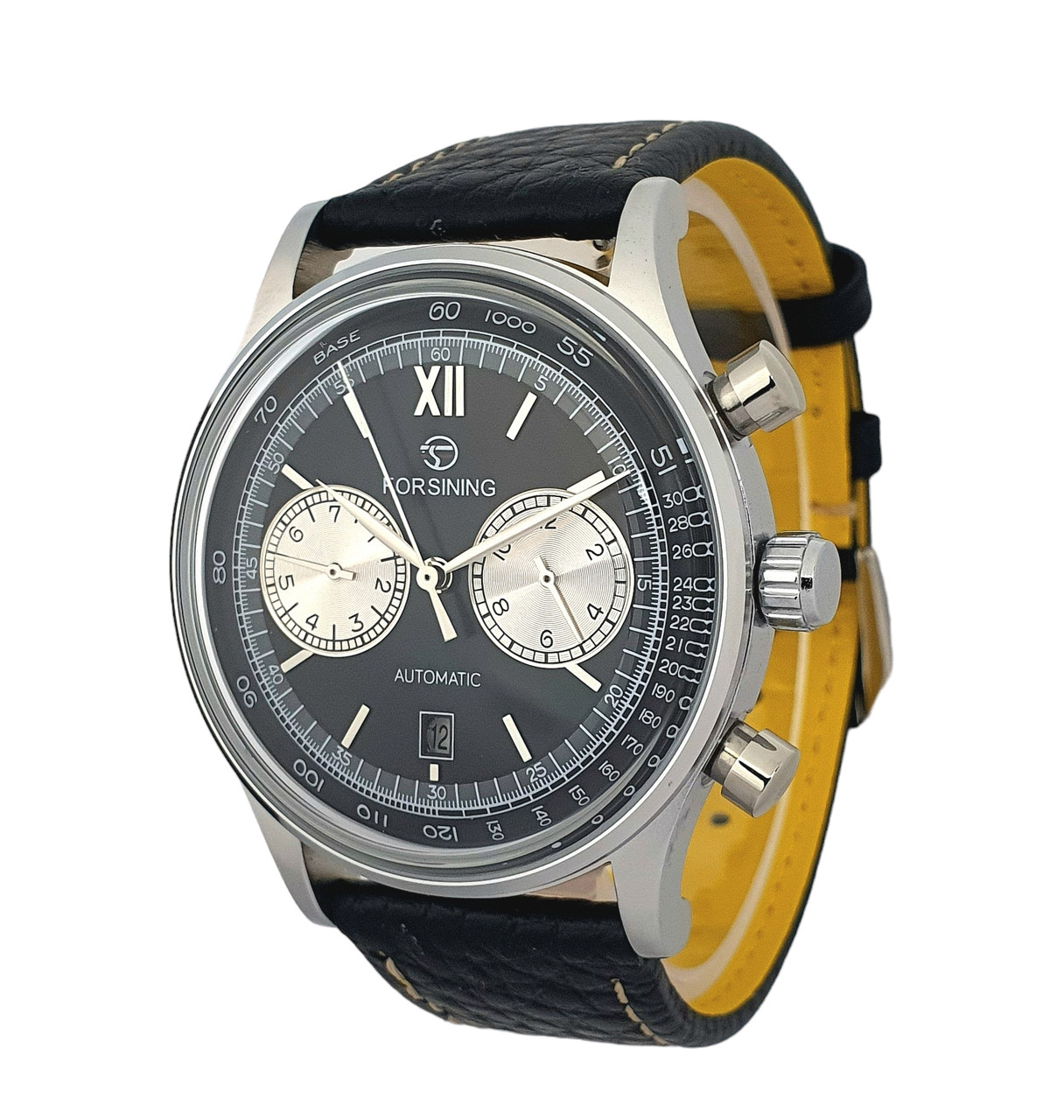 Чоловічий механічний наручний годинник з автопідзаводом Forsining 6921 Black-Silver