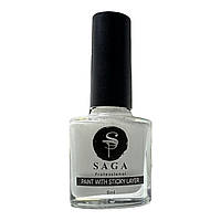 Лак фарба для стемпінгу з липким шаром SAGA Professional біла 8 мл