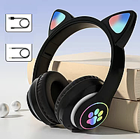 Наушники с ушками кошки VIN-23 беспроводные Bluetooth наушники сиреневые черные бирюзовые Black
