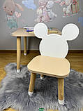 Столик дитячий квадратний дубовий та стілець біло-дубовий  Мікі Маус, фото 2