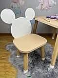 Столик дитячий квадратний дубовий та стілець біло-дубовий  Мікі Маус, фото 4
