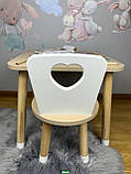 Столик дитячий квадратний дубовий та стілець біло-дубовий  Серце, фото 2