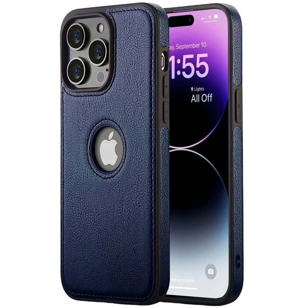 Чохол Slim Leather Case для Apple iPhone 15 Pro Dark Blue, фото 1