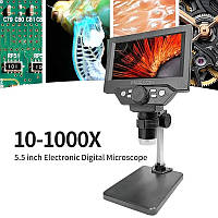 Автономний цифровий мікроскоп 10Мп 1-1000Х, екран 5,5 дюймів, з підсвіткою