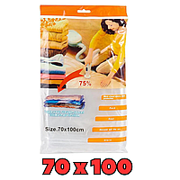Вакуумний пакет для зберігання одягу багаторазовий 70х100см, Вакуумний мішок для зберігання речей з клапаном TMк