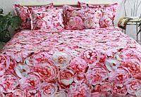 Комплект постельного белья из 100% мерсеризованного сатина PT-003 красный/розовый