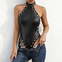 Боді під латекс на зав'язках L Чорний
