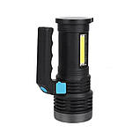 Ручний акумуляторний ліхтар із двома світлодіодами та бічним прожектором Bailong BL-8205 та 4 режимами роботи, фото 7