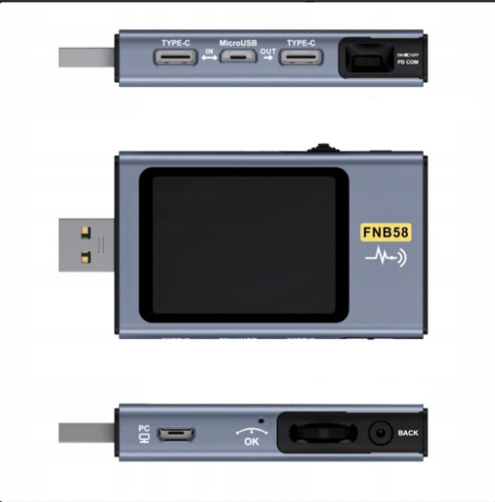 USB тестер тока, напряжения, емкости, Bluetooth, FNIRSI FNB58 - фото 2 - id-p2108836503