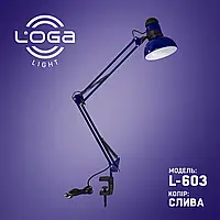 Настільна лампа на струбцині висока з вимикачем на плафоні, Е27, "Слива" LOGA