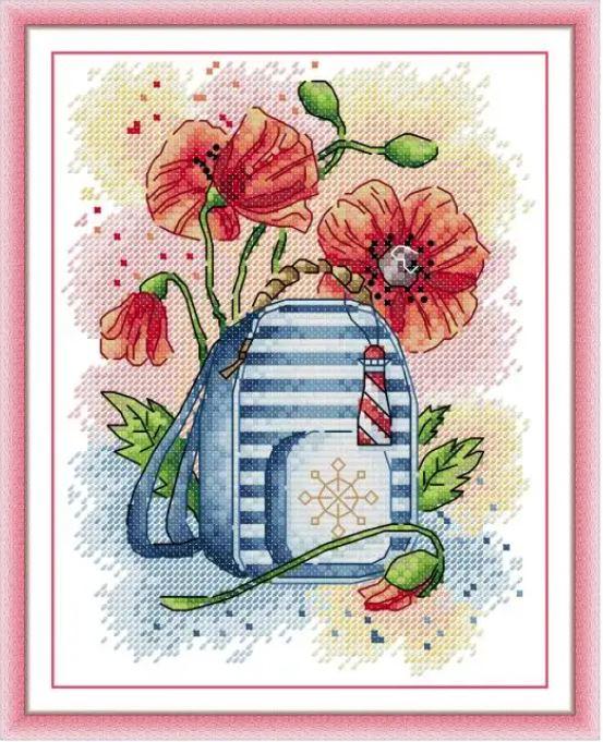 Набір для вишивання за нанесеною на канву схемою "Schoolbag & Yumes".AIDA 14CT printed , 18*22 см