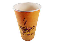 Склянки паперові 500 мл 35 шт. стаканчики для кави та чаю одноразові картонні кольорові з малюнком для напоїв