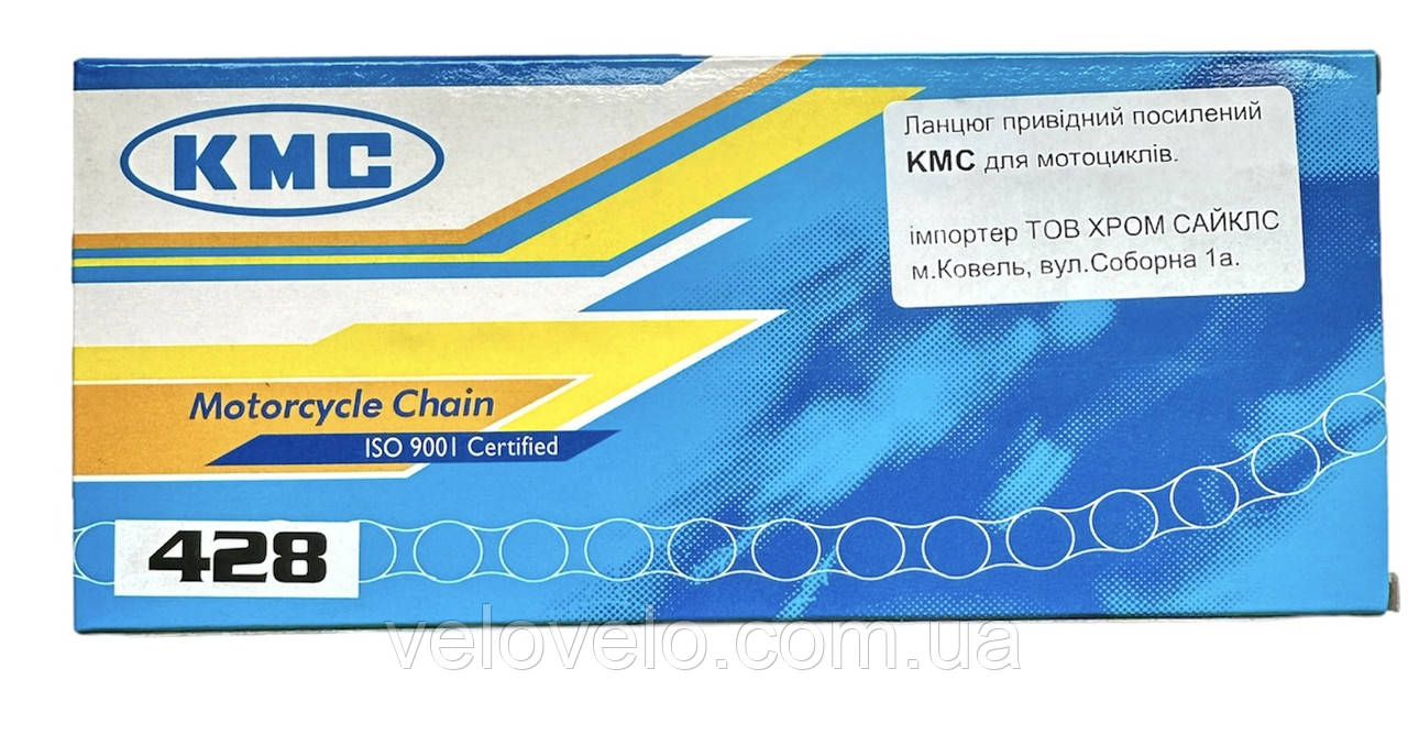 Ланцюг мото KMC 428 - 116 ланок з замком привідний посилений, фото 1